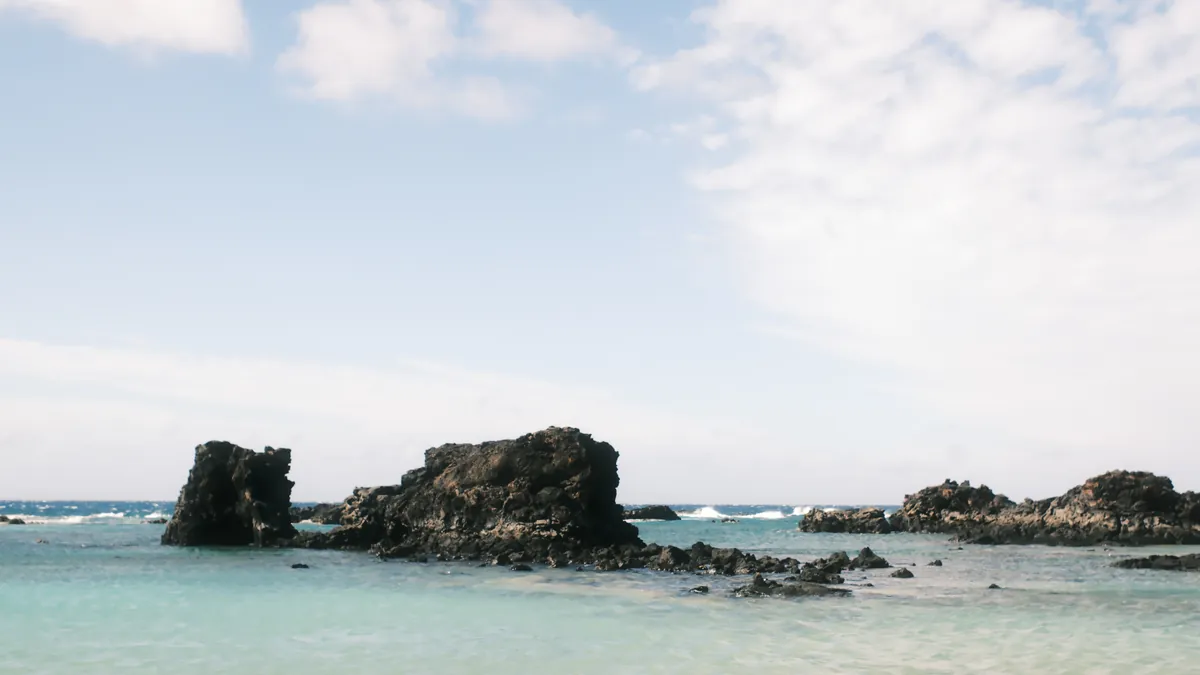 Clear water over lava rock on the Kona coast